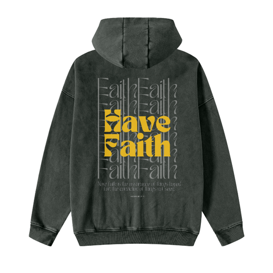 Faith Hoodie Acid Washed with Zip